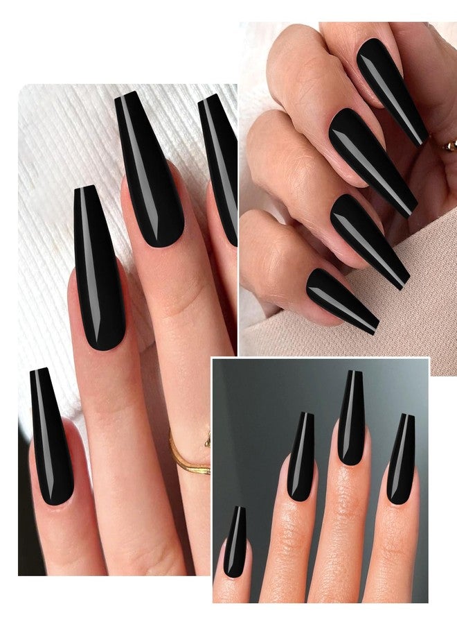 Lifextol 120PC Black Coffin Press on Nails Long Fake Nails Press ons with Glue Nail Adhesive Tabs, 12 Sizes Long Acrylic Nails Press on Nails Coffin Black Stick Nails Tips Artificial Fingernails - Image 5